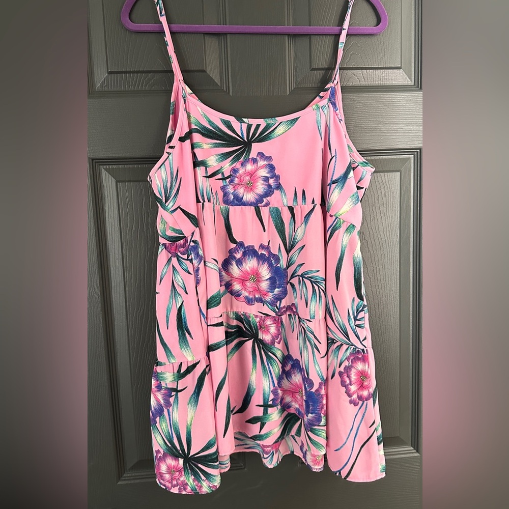 Show Me Your Mumu Caroline Mini Dress Maui Wowi Pink Tropical Floral Size XL